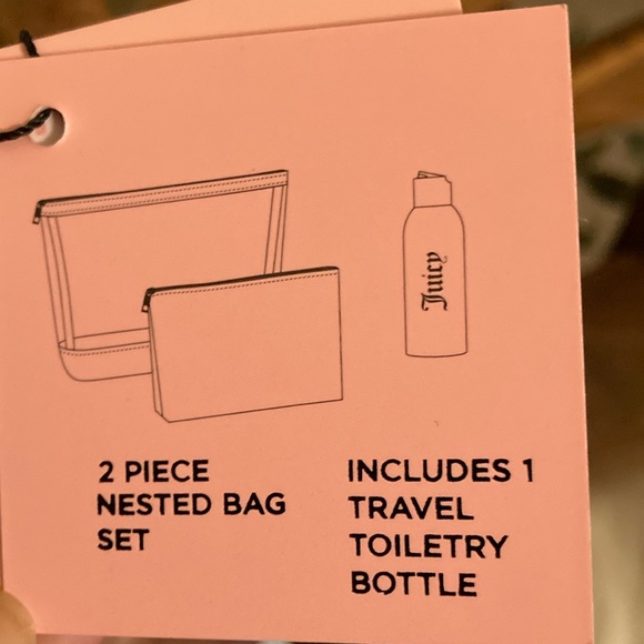Juicy Couture 2 Piece Nested Travel Cosmetic Bag Set w/Toiletry Bottle NWT - Picture 14 of 14
